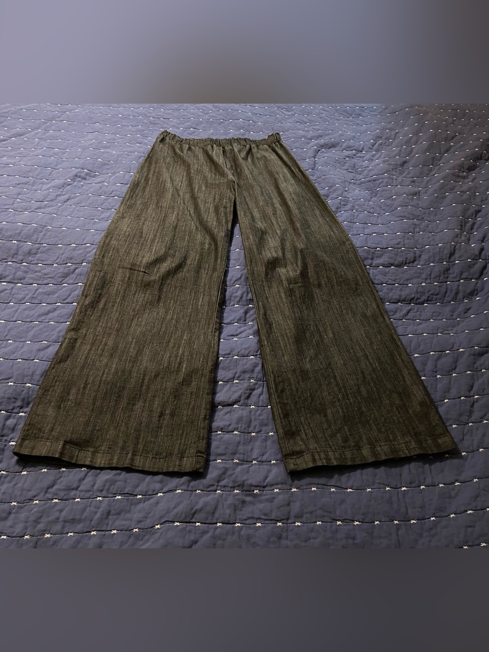 NWOT Organic Cotton wide leg, high waisted blue pants